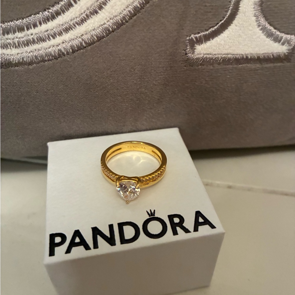 Pandora Gold Heart-Shaped Ring with Silver Accents - Picture 4 of 5